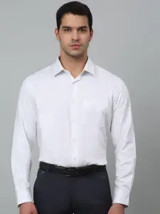 Cantabil Men White Comfort Opaque Striped Formal Shirt