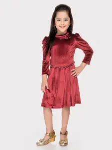 Tiny Baby Maroon Velvet Dress