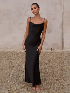 StyleCast Black Cowl Neck Sleeveless Fit & Flare Maxi Dress