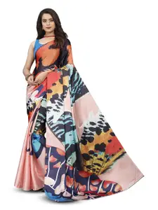V3 FASHION STUDIO Multicoloured Floral Satin Banarasi Saree