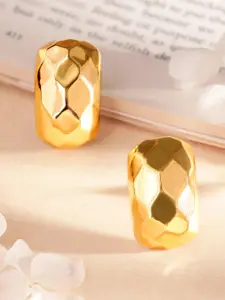 Rubans Voguish Gold-Toned & Gunmetal-Toned Geometric Half Hoop Earrings
