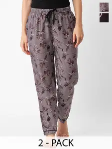 NOIRA Women Pack Of 2 Floral Printed Lounge Pants