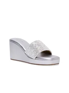 ERIDANI Embellished Open Toe Wedge Heels