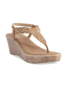 ERIDANI Embellished Open Toe Wedge Heels