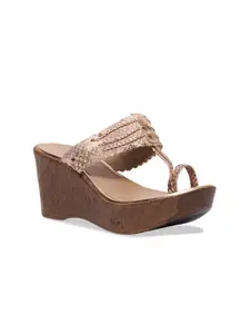 ERIDANI Embellished Open Toe Wedge Heels