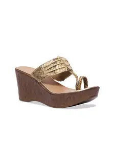 ERIDANI Embellished Open Toe Wedge Heels