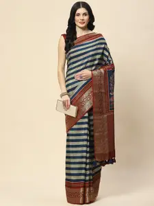 Meena Bazaar Ethnic Motifs Woven Design Zari Saree