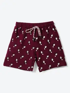 2Bme Girls Floral Printed Mid-Rise Cotton Regular Shorts