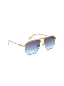 Police Men Blue Lens & Gold-Toned Aviator Sunglasses with UV Protected Lens