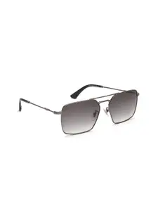 Police Men Grey Lens & Gunmetal-Toned Square Sunglasses with UV Protected Lens