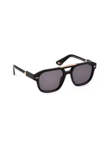 Police Men Brown Lens & Black Square Sunglasses with UV Protected Lens