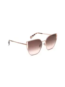 Police Women Brown Lens & Gold-Toned Butterfly Sunglasses with UV Protected Lens