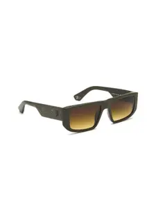 Police Men Brown Lens & Green Rectangle Sunglasses with UV Protected Lens