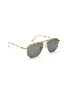 Police Men Green Lens & Gold-Toned Aviator Sunglasses with UV Protected Lens
