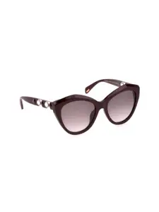 Police Women Grey Lens & Brown Cateye Sunglasses with UV Protected Lens