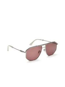 Police Men Pink Lens & Gunmetal-Toned Aviator Sunglasses with UV Protected Lens