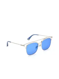 Police Women Blue Lens & Silver-Toned Square Sunglasses with UV Protected Lens