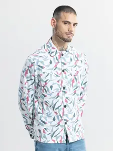 Snitch Printed Spread Collar Cotton Classic Boxy Casual Shirt