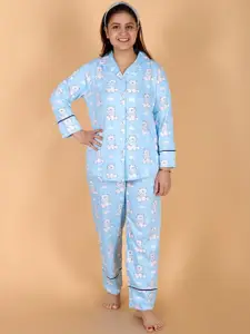 The Mom Store Women Blue Night suit