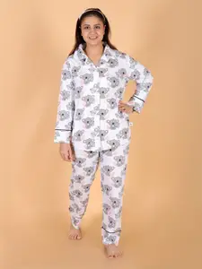 The Mom Store Conversational Printed Pure Cotton Night suit