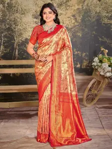 Riwazo Red Silk Blend Banarasi Saree