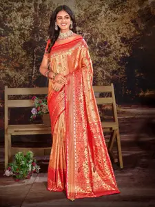 Riwazo Red Silk Blend Banarasi Saree