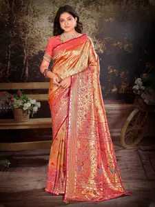 Riwazo Pink Silk Blend Banarasi Saree