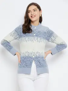 Zigo Colourblocked Mock Collar Woollen Cardigan Sweater