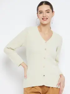 Zigo Geometric Self Design Woollen Cardigan Sweater