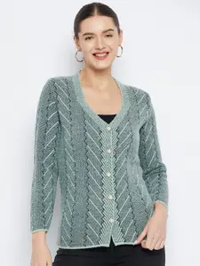 Zigo Striped Self Design Woollen Cardigan Sweater