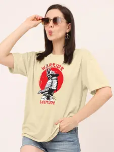 Leotude Women Beige Printed T-shirt