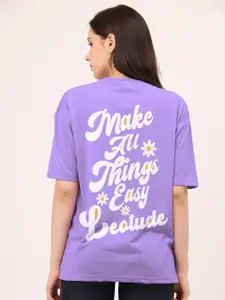Leotude Typography Printed Drop Shoulder Sleeves Oversized T-shirt