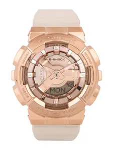 CASIO Women Rose Gold-Toned Dial & Pink Cuff Straps Analogue and Digital Chronograph Watch G1462