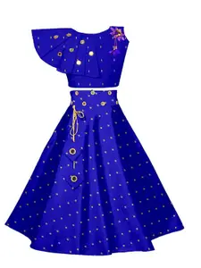 BAESD Girls Embroidered Mirror Work Detailed Ready to Wear Lehenga & Choli