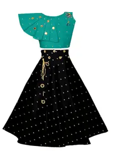 BAESD Girls Embellished Mirror Work Ready to Wear Lehenga & Blouse