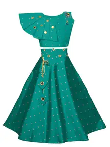 BAESD Girls Embroidered Mirror Work Ready to Wear Lehenga & Choli