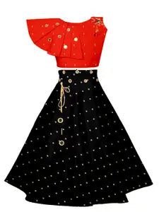 BAESD Girls Embroidered Mirror Work Ready to Wear Lehenga & Choli