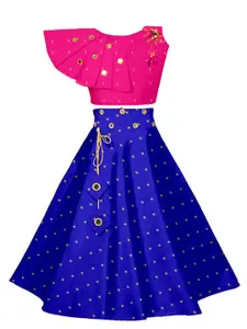 BAESD Girls Embroidered Mirror Work Ready to Wear Lehenga & Choli