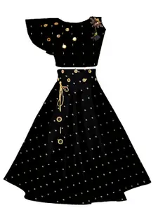 BAESD Girls Embroidered Mirror Work Ready to Wear Lehenga Choli