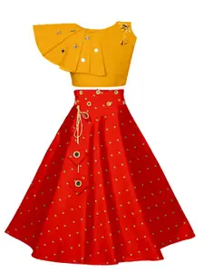 BAESD Girls Embroidered Mirror Work Ready to Wear Lehenga Choli