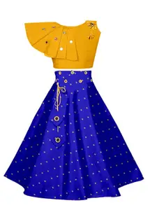 BAESD Girls Embroidered Mirror Work Ready to Wear Lehenga & Blouse