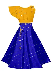 BAESD Girls Embroidered Mirror Work Ready to Wear Lehenga Choli