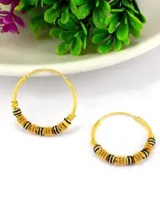 PRIVIU Gold-Toned & Black Circular Hoop Earrings