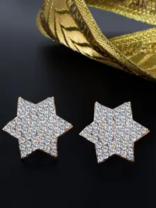 PRIVIU Rose Gold & White Star Shaped Studs Earrings