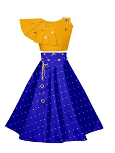BAESD Girls Embroidered Mirror Work Ready to Wear Lehenga & Blouse