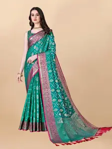 bansari textiles Ethnic Motifs Woven Design Cotton Blend Banarasi Zari Saree