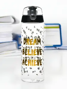 Athome by Nilkamal Yellow and White Single Printed Water Bottle 750 ml