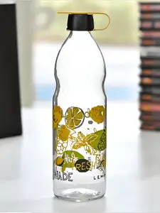 Athome by Nilkamal Yellow and Transparent Single Glass Water Bottle 1L