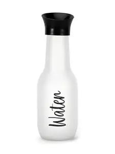 Athome by Nilkamal White and Black Single Glass Water Bottle 1L