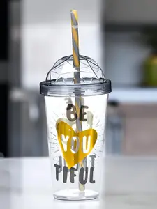 Athome by Nilkamal Yellow and Transparent Single Printed Water Bottle 660 ml